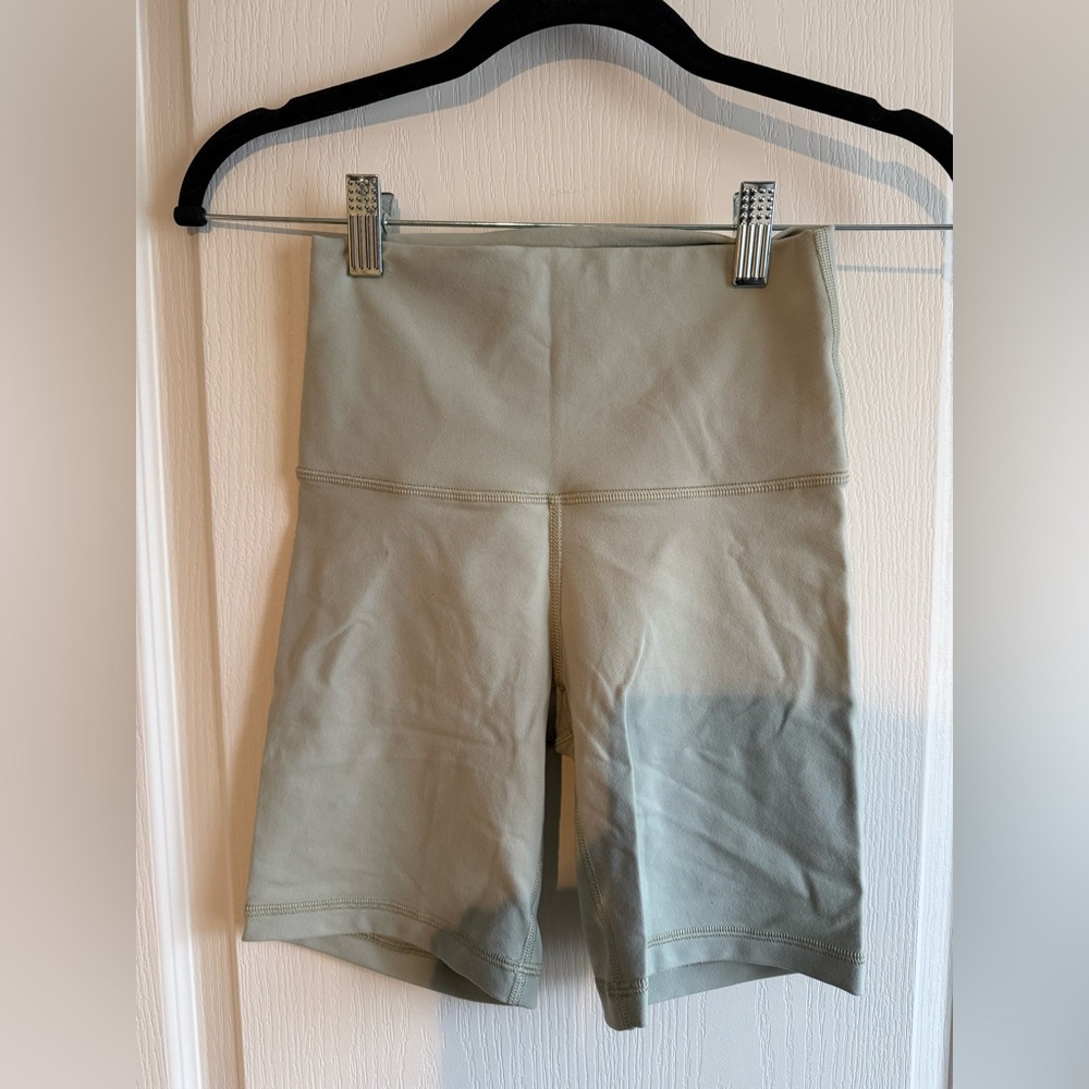 Aritzia TnAction Sage Green High-Rise 5” Biker Shorts